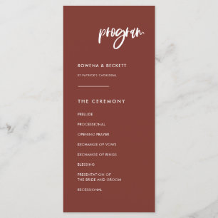 Modern elegant terracotta wedding programme