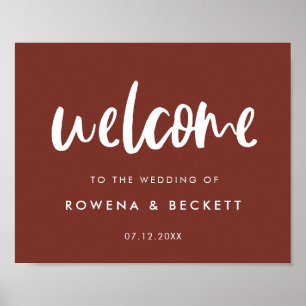 Modern elegant terracotta Wedding welcome Poster