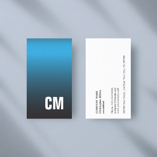 Modern Elegant Texture Blue Monogram Consultant Business Card