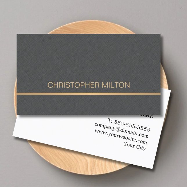 Modern Elegant Texture Grey Faux Gold Consultant Business Card (Creator Uploaded)