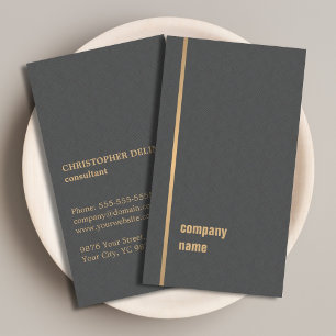 Modern Elegant Texture Grey Faux Gold Consultant Business Card