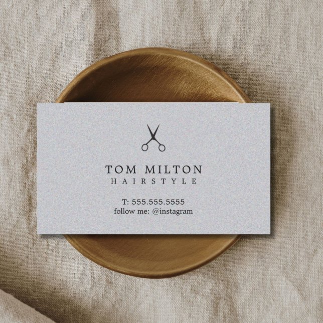 Modern Elegant Texture Grey Hairdresser Business Card (Creator Uploaded)