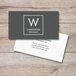 Modern Elegant Texture Grey Monogram Attorney Business Card