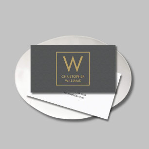 Modern Elegant Texture Grey Monogram Attorney Business Card
