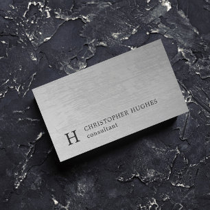 Modern Elegant Texture Grey Monogram Consultant Business Card