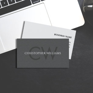 Modern Elegant Texture Grey Monogram Consultant Business Card