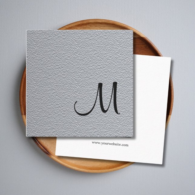 Modern Elegant Texture Grey Monogram Consultant Square Business Card (Creator Uploaded)