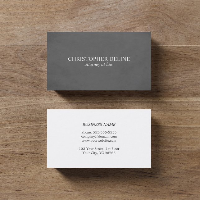 Modern Elegant Texture Grey White Attorney at law Business Card (Creator Uploaded)