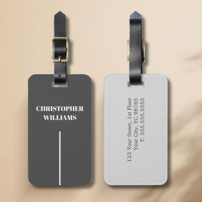 Modern Elegant Texture Grey White Line Luggage Tag (Creator Uploaded)