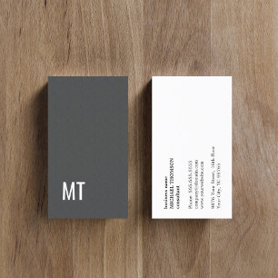 Modern Elegant Texture Grey White Monogram Business Card