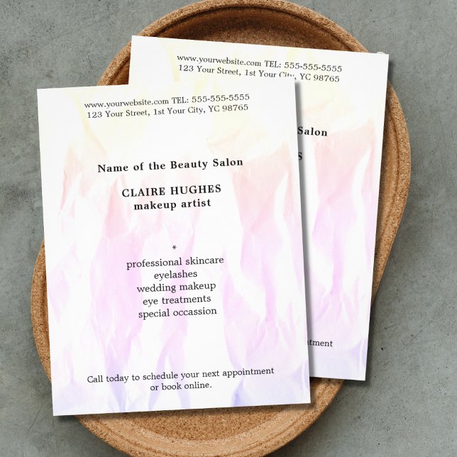 Modern Elegant Texture Light Pink Makeup Artist Flyer (Creator Uploaded)