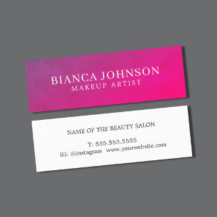 Modern Elegant Texture Purple Pink Makeup Artist Mini Business Card