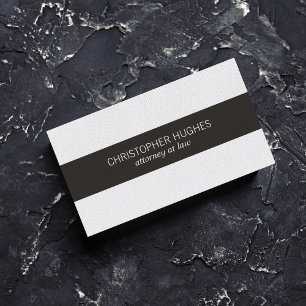 Modern Elegant Texture White Black Stripe Attorney Business Card