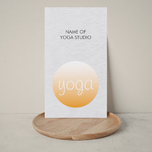 Modern Elegant Texture White Orang Yoga Instructor Business Card
