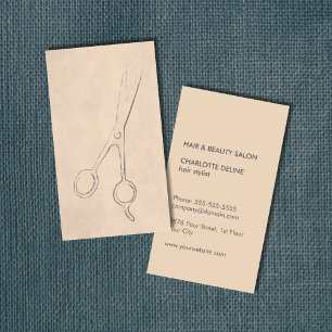 Modern Elegant Textured Skin Scissor Hair Stylist Business Card
