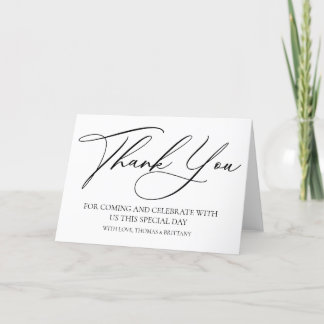 Modern elegant Thank you card black and white