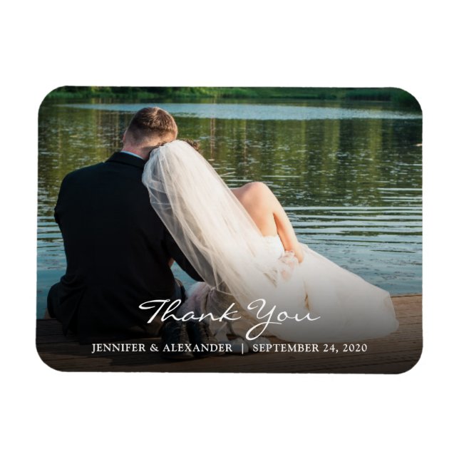 Modern elegant Thank you photo couple wedding Magnet (Horizontal)
