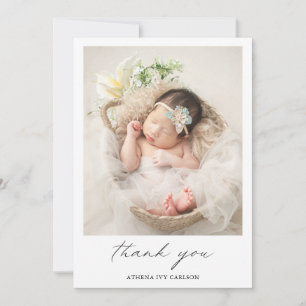 Modern Elegant Thank You Photo Simple Birth Announcement