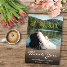 Modern elegant Thank you Wedding photo card