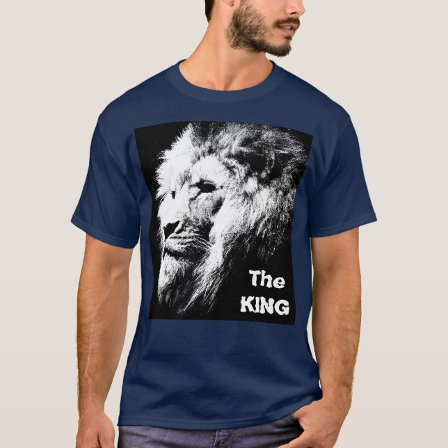 Modern Elegant The King Pop Art Lion Head Men's T-Shirt (Front)