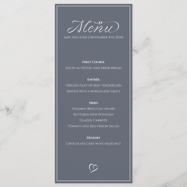 Modern elegant thin frame table menu (Front)