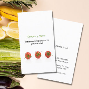 Modern Elegant Tomato Photo Personal Chef Business Card