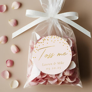 Modern Elegant Toss Me Wedding Confetti Favour Classic Round Sticker