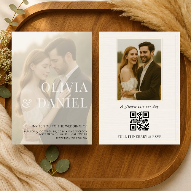 Modern Elegant Transparent Photo QR Code Wedding Invitation (Creator Uploaded)