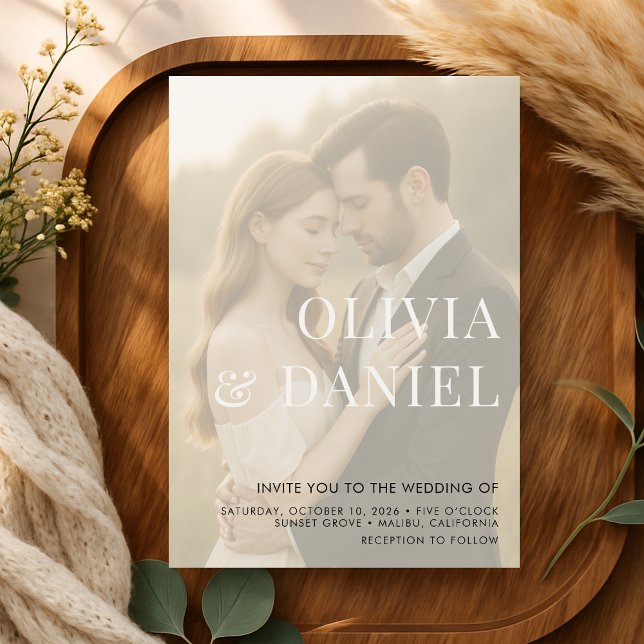Modern Elegant Transparent Photo Wedding Invitation (Creator Uploaded)