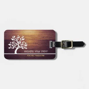 Modern Elegant Tree Vintage Wood Yoga Instructor Luggage Tag