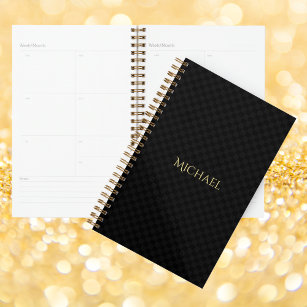 Modern Elegant Trendy Black Gold Weekly & Monthly Planner