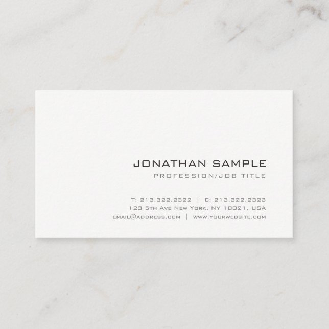 Modern Elegant Trendy Minimalist Professional Chic Business Card (Front)