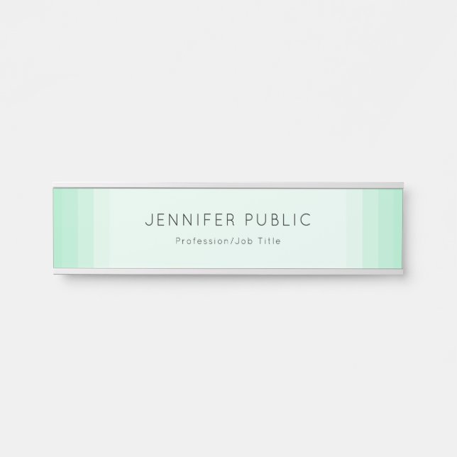 Modern Elegant Trendy Mint Green Template Door Sign (Front)