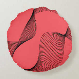 Modern, elegant, trendy, simple wavy illustration round cushion