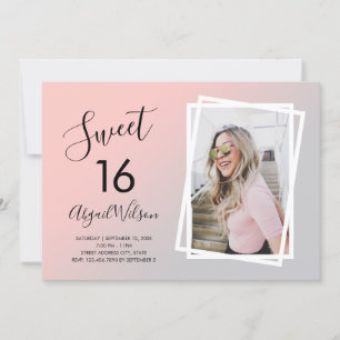 Modern elegant trendy sweet sixteen birthday party invitation