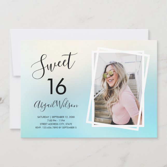 Modern elegant trendy sweet sixteen birthday party invitation (Front)