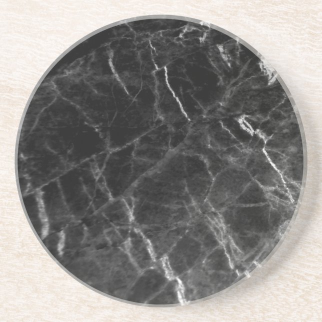 Modern Elegant Trendy Template Black Marble Round Coaster (Front)