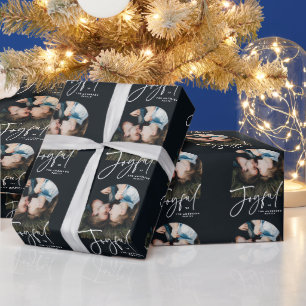 Modern elegant trendy typography black joyful wrapping paper