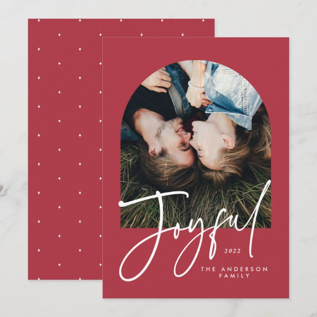 Modern elegant trendy typography red 1 photo (Front/Back)