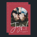 Modern elegant trendy typography red 1 photo<br><div class="desc">Modern elegant trendy typography red joyful christmas 1 photo typography holiday card</div>