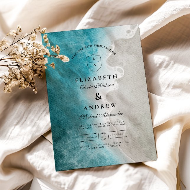 Modern Elegant Tropical Beach Wedding Invitation (Creator Uploaded)