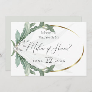Modern Elegant Tropical Leaves My Matron of Honour Invitation