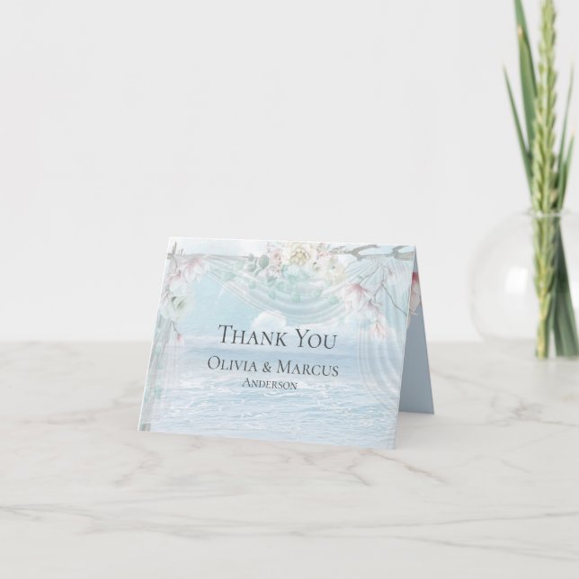 Modern Elegant Tropical Leaves Thank You Card (Front)