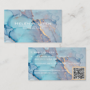 Modern Elegant Turquiose Gold Marble Agate Geode  Business Card