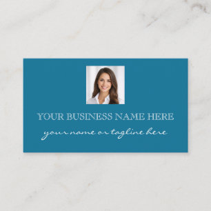 Modern Elegant Turquoise Aqua Photo Professional Business Card