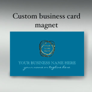 Modern Elegant Turquoise Custom Business Logo    Magnetic Business Card