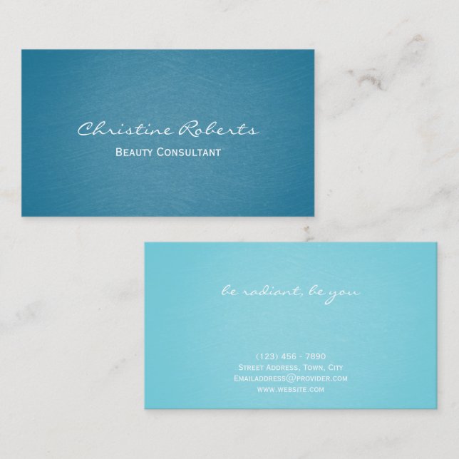 Modern Elegant Turquoise Teal Beauty Therapist Business Card (Front/Back)