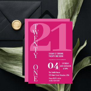 Modern Elegant TWENTY ONE 21st Birthday Party Invitation