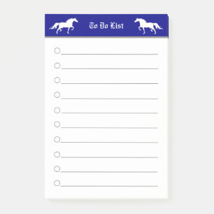 Modern elegant two horses in blue & white post-it notes