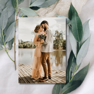 Modern Elegant Two Photo Wedding Thank You Card
